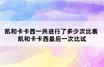 凯和卡卡西一共进行了多少次比赛 凯和卡卡西最后一次比试